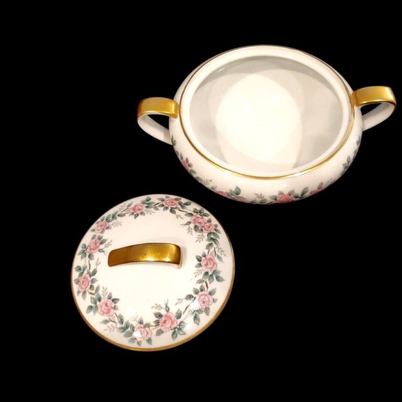 Noritake China Pattern 5412 Pink Rose Band Sugar Bowl ~ Retired ~ Made in Japan - Picture 3 of 5